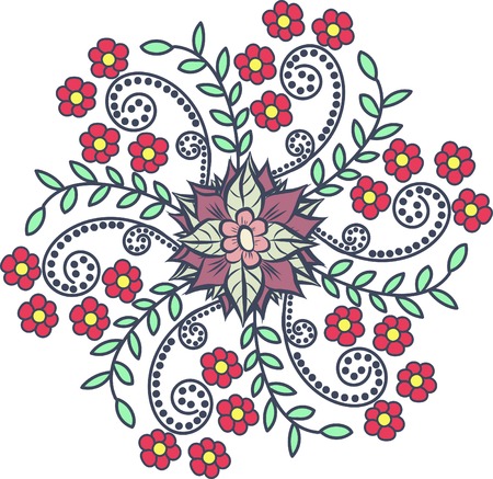 Round floral pattern on a light backgroundのイラスト素材
