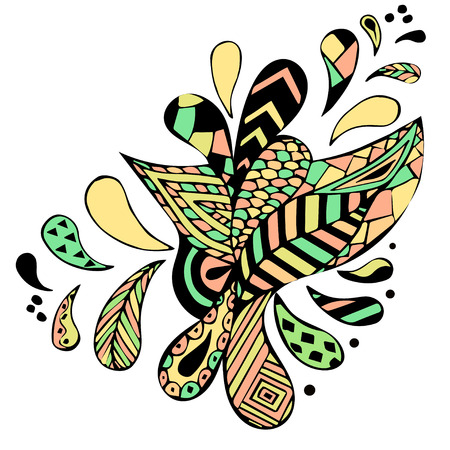 Hand Drawn floral background with detailed frameのイラスト素材