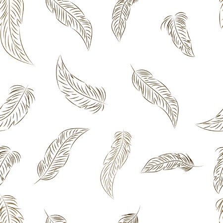 seamless pattern with hand drawn feathers and beads in tribal styleのイラスト素材