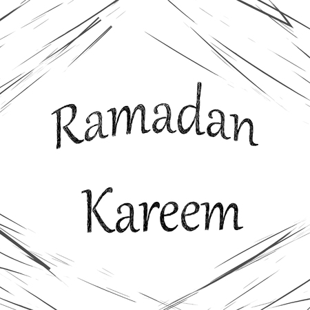 Ramadan Kareem. vector typographic illustration of handwritten Ramadan Kareem retro label. lettering composition of muslim holy monthのイラスト素材