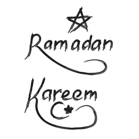 Ramadan Kareem. vector typographic illustration of handwritten Ramadan Kareem retro label. lettering composition of muslim holy monthのイラスト素材