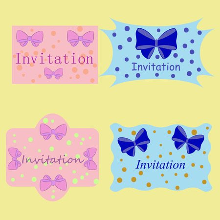 Set Retro Labels with bows. Vector illustrationのイラスト素材