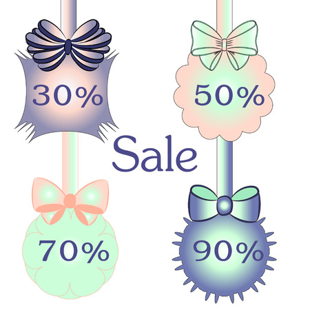 Set Retro Labels with bows. Vector illustrationのイラスト素材