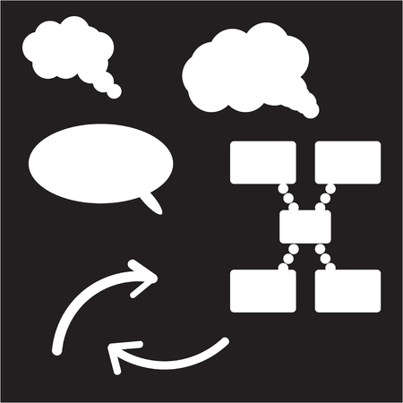Comic speech bubbles. Illustrations of comic speech bubbles, shapes and icons.のイラスト素材
