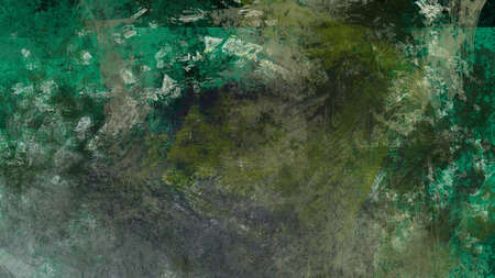 Astract art work with green, brown, and grey splashes with free and square patternの写真素材