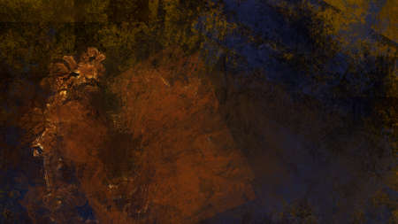 Dark abstract art work with bronze and purple splashes with free and square patternの写真素材