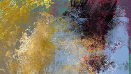 Abstract art work with yellow, red and blue splashes with free and square patternの写真素材