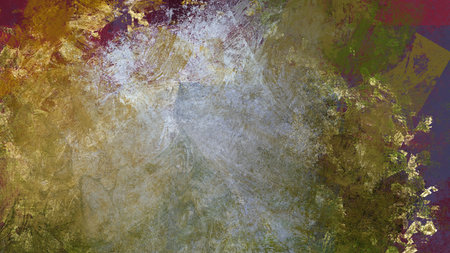 Abstract art work with grey, yellow and red splashes with free and square pattern