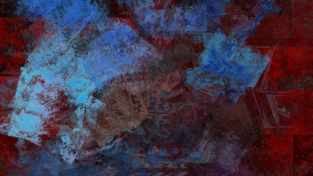 Abstract art work with blue and red splashesの写真素材