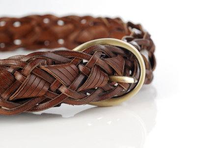 Female brown belt on a white background.の写真素材