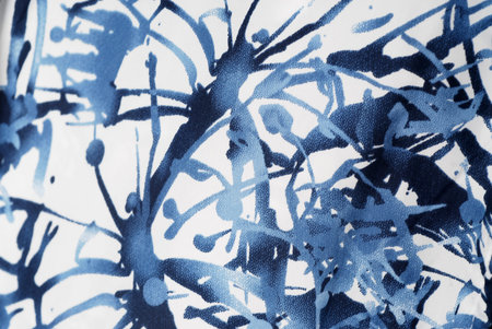 Silk material detail with abstract blue white design