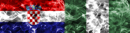 Croatia vs Nigeria smoke flagの写真素材