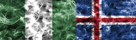 Nigeria vs Iceland smoke flagの写真素材