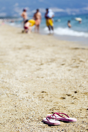 Sandals on the beachの写真素材