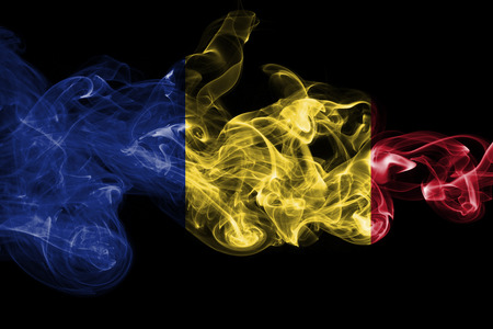 Romania flag smokeの写真素材