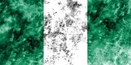 Old Nigeria grunge background flagの写真素材