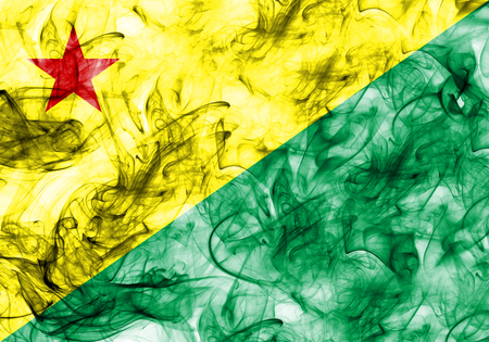 Acre smoke flag, state of Brazilの写真素材