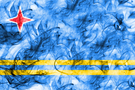  Aruba smoke flag, Netherlands dependent territory flagの写真素材
