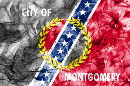 Montgomery city smoke flag, Alabama State, United States Of Americaの写真素材