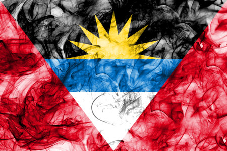 Antigua and Barbuda smoke flagの写真素材