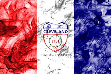 Cleveland city smoke flag, Ohio State, United States Of Americaの写真素材