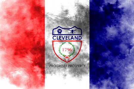 Cleveland city smoke flag, Ohio State, United States Of Americaの写真素材