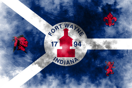 Fort Wayne city smoke flag, Indiana State, United States Of Americaの写真素材