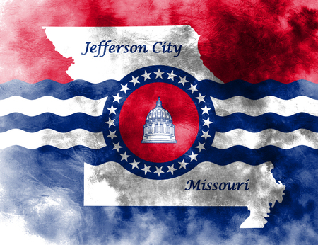 Jefferson City city smoke flag, Missouri State, United States Of Americaの写真素材