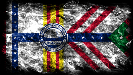Tampa city smoke flag, Florida State, United States Of Americaの写真素材