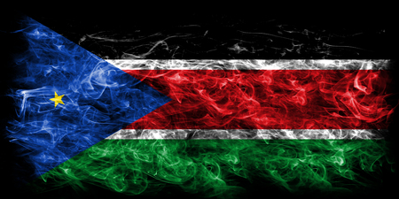 South Sudan smoke flagの写真素材