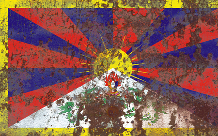 Tibet grunge flag, dependent territory flagの写真素材