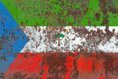 Old Equatorial Guinea grunge background flagの写真素材