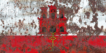 Gibraltar grunge flag, British Overseas Territories, Britain dependent territory flagの写真素材