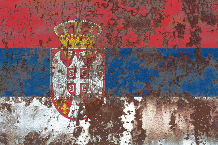 Old Serbia grunge background flagの写真素材