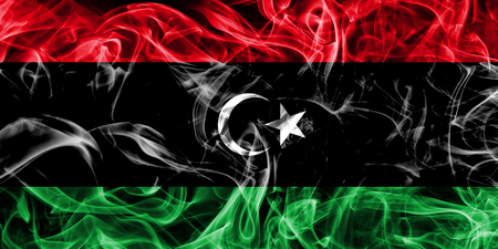 Libya smoke flagの写真素材