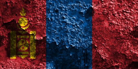 Old Mongolia grunge background flagの写真素材