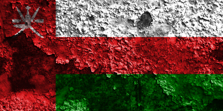 Old Oman grunge background flagの写真素材