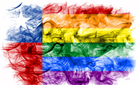 Chile Gay smoke flag, Chile flagの写真素材