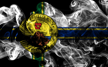 Little Rock city smoke flag, Arkansas State, United States Of Americaの写真素材