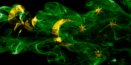 Cocos, Keeling Islands smoke flag, Australia dependent territory flagの写真素材