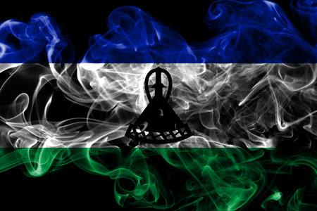 Lesotho smoke flagの写真素材