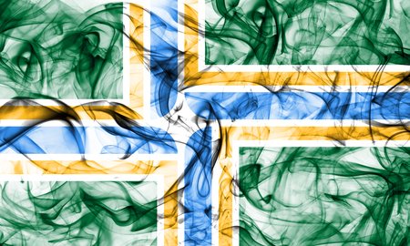 Portland city smoke flag, Oregon State, United States Of Americaの写真素材
