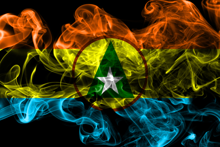 Cabinda proivnce smoke flag, Angola dependent territory flagの写真素材