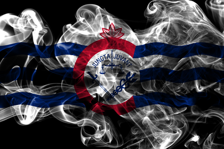 Cincinnati city smoke flag, Ohio State, United States Of Americaの写真素材