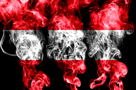 National flag of Austria made from colored smoke isolated on black backgroundの写真素材