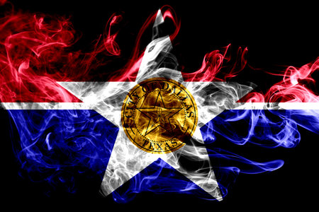 Dallas city smoke flag, Illinois State, United States Of Americaの写真素材