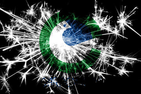 Carrollton, Texas fireworks sparkling flag. New Year 2019 and Christmas party conceptの写真素材