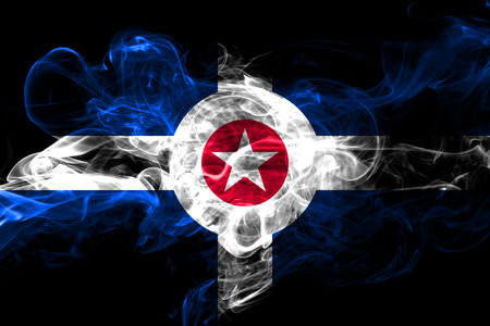 Indianapolis, Indiana colorful smoking flagの写真素材