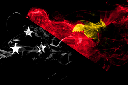 Papua New Guinea colorful smoking flagの写真素材
