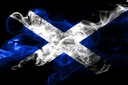 Scotland colorful smoking flagの写真素材